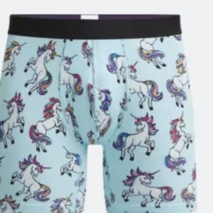 Me Undies, men's size small, boxer briefs, blue unicorn